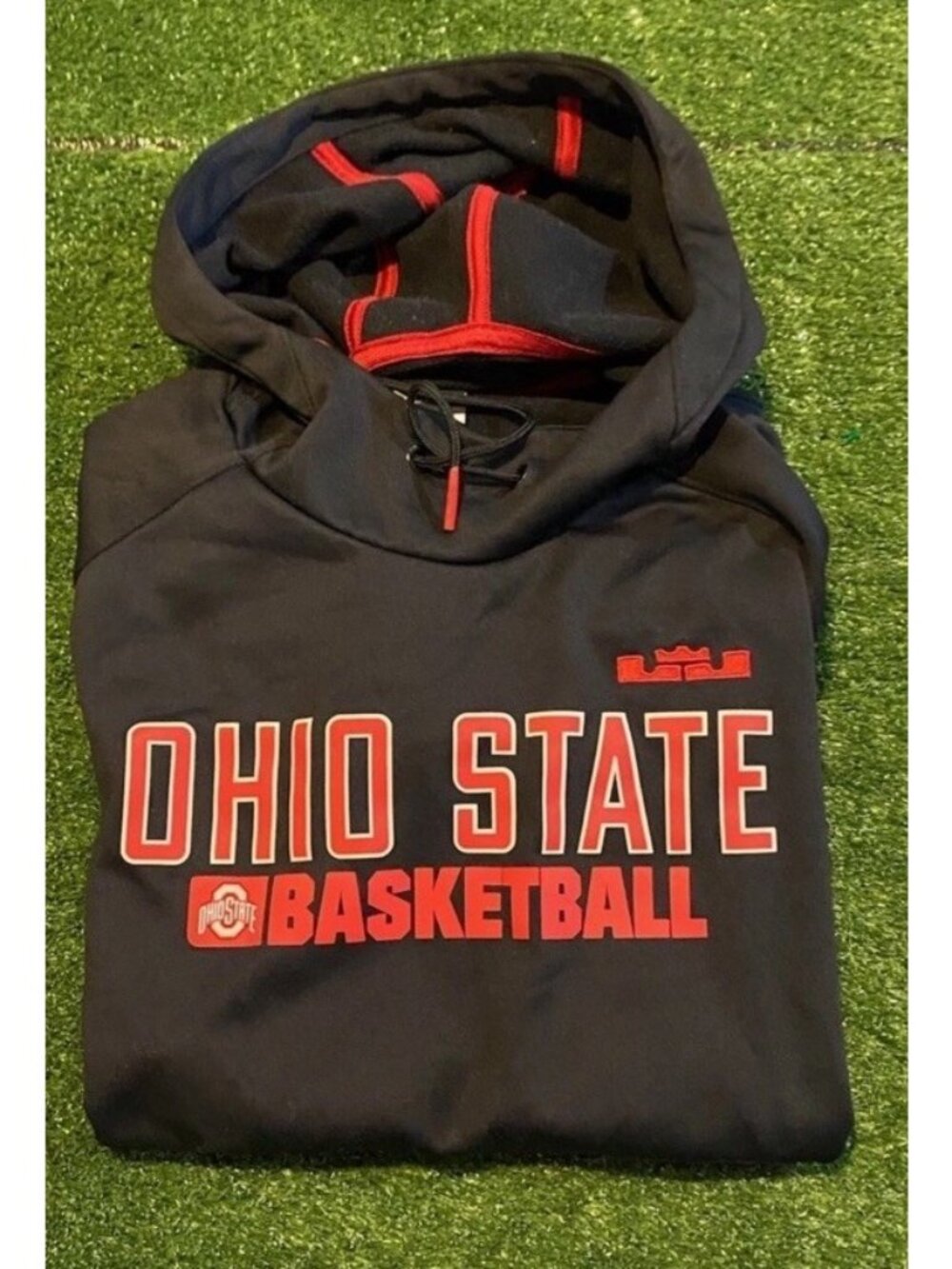 Ohio State Buckeyes hoodie mens medium black red nike lebron basketball therma